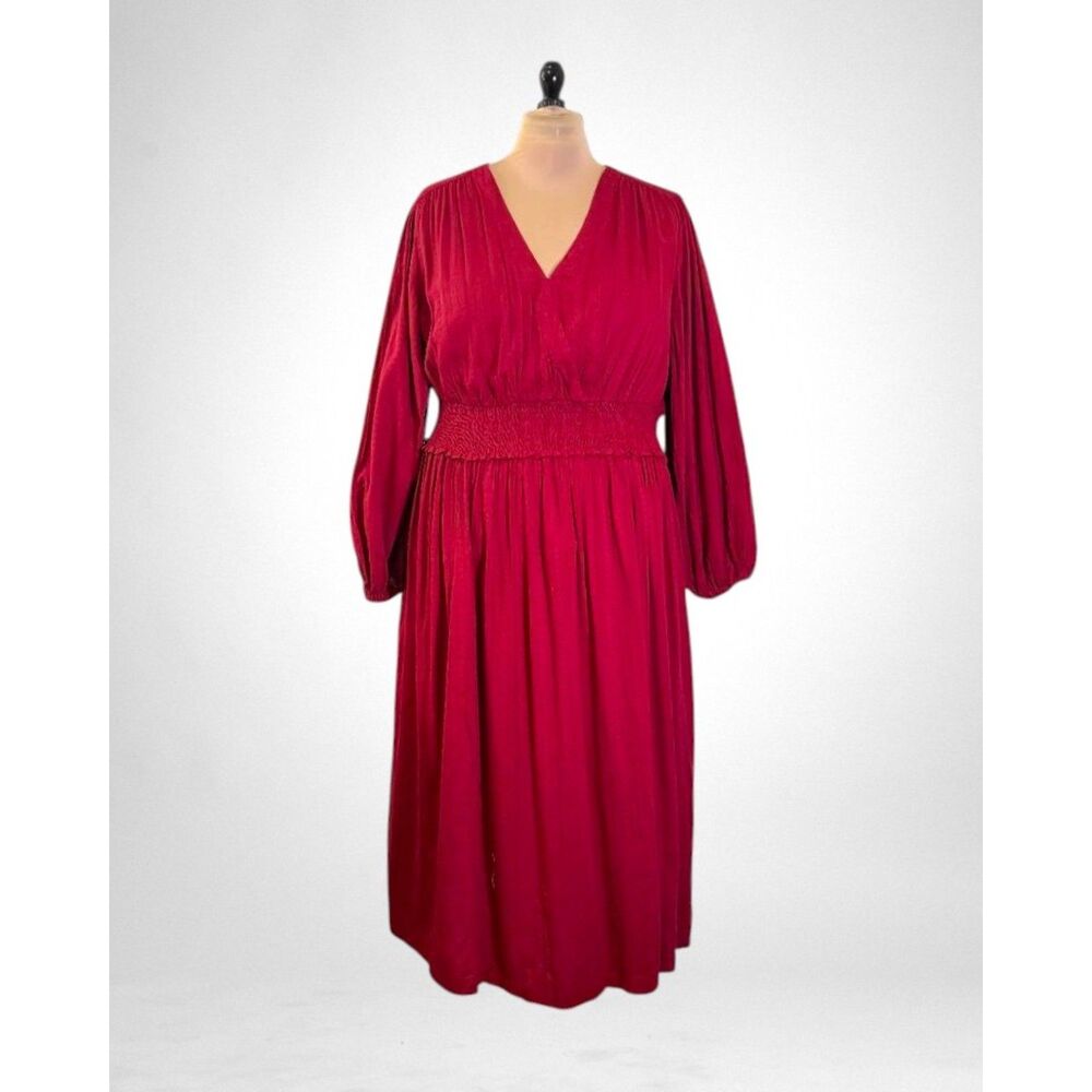 Old Navy Waist-Defined Puff-Sleeve Smocked Midi Dress, NWT! Size 3X